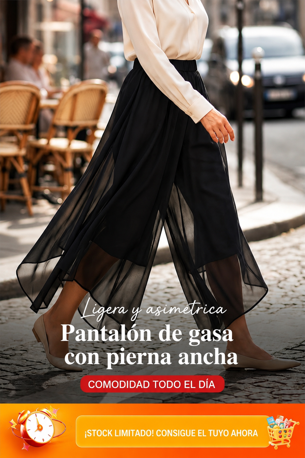 Pantalones de gasa de mujer de corte ancho – Asimétricos y elegantes ✨ Para el día a día y las vacaciones