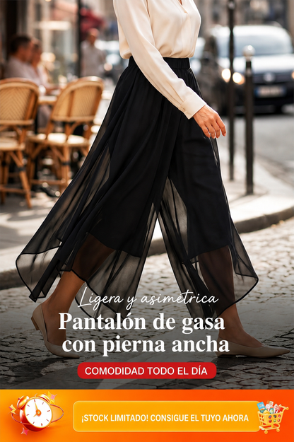 Pantalones de gasa de mujer de corte ancho – Asimétricos y elegantes ✨ Para el día a día y las vacaciones