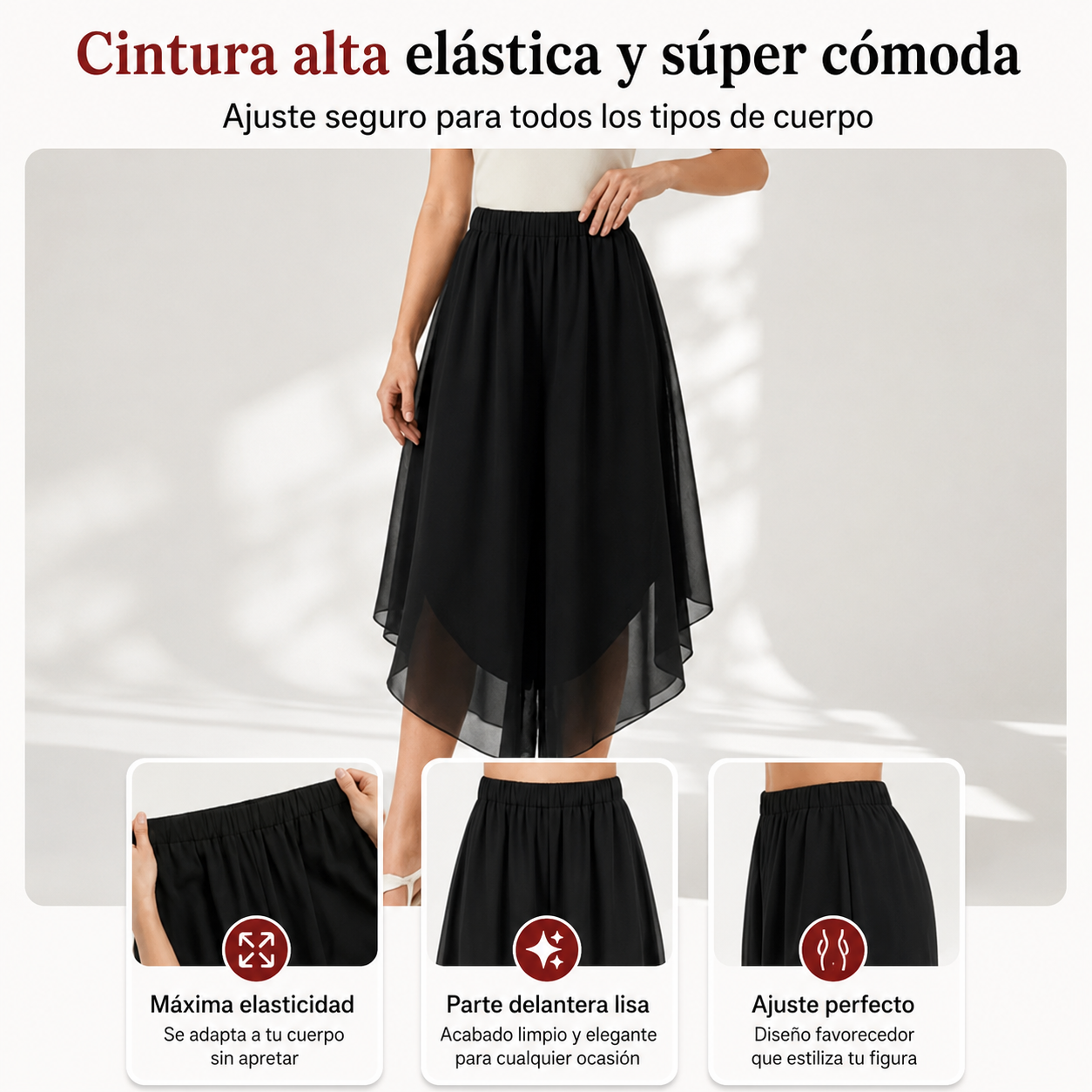 Pantalones de gasa de mujer de corte ancho – Asimétricos y elegantes ✨ Para el día a día y las vacaciones