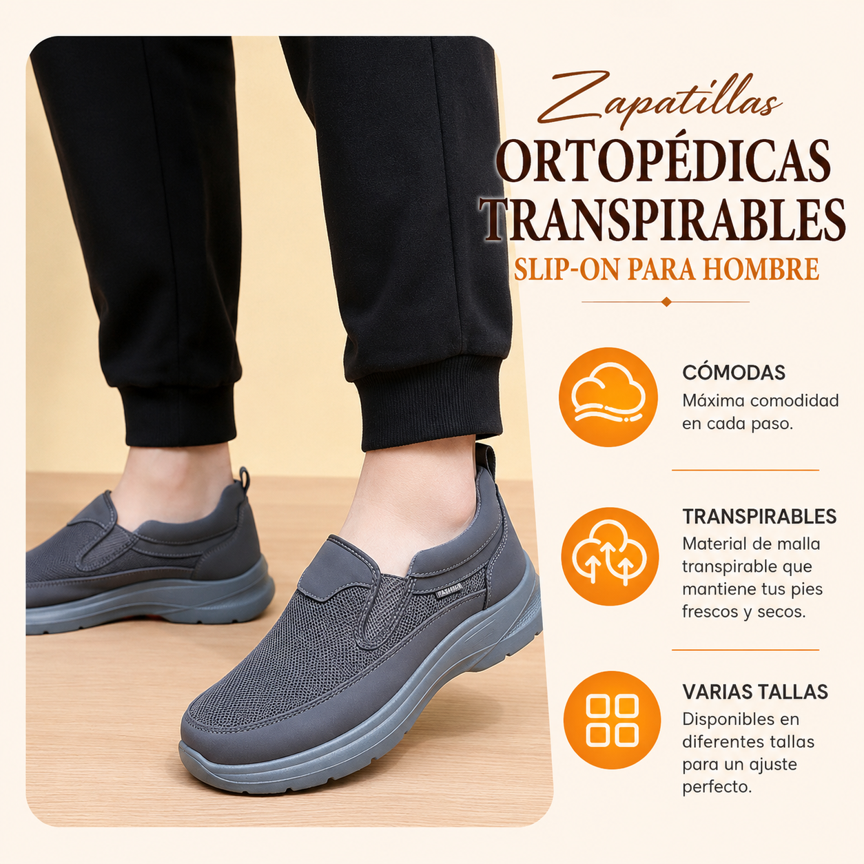 Zapatillas ortopédicas transpirables para hombre