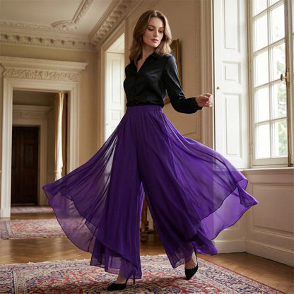 Pantalones de gasa de mujer de corte ancho – Asimétricos y elegantes ✨ Para el día a día y las vacaciones