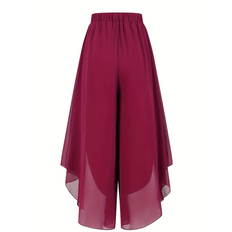 Pantalones de gasa de mujer de corte ancho – Asimétricos y elegantes ✨ Para el día a día y las vacaciones
