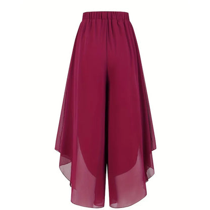 Pantalones de gasa de mujer de corte ancho – Asimétricos y elegantes ✨ Para el día a día y las vacaciones