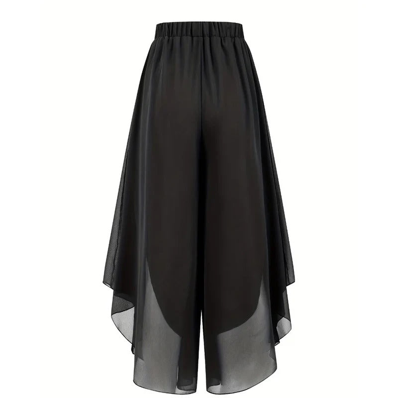 Pantalones de gasa de mujer de corte ancho – Asimétricos y elegantes ✨ Para el día a día y las vacaciones